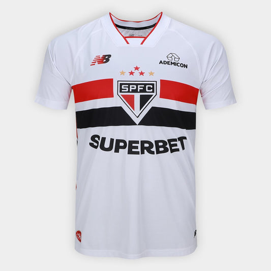 Camisa São Paulo I 26/27 Torcedor New Balance Masculina - Branco+Vermelho